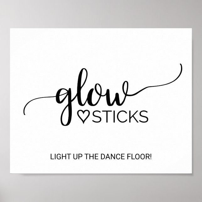 Simple Black Calligraphy Glow Sticks Sign (Front)