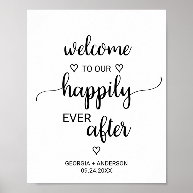 Simple Black Calligraphy Happily Ever After Poster (Front)