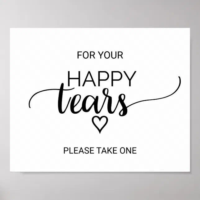 Tears Lettering Simple Black Calligraphy Happy Tears Tissue Sign | Zazzle