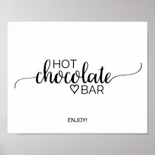 Simple Black Calligraphy Hot Chocolate Bar Sign