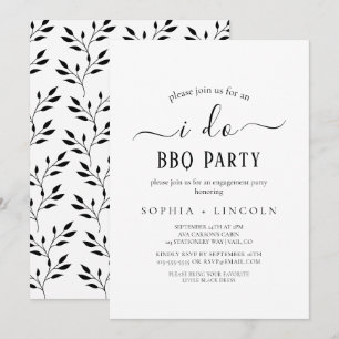 Simple Black Calligraphy "I Do BBQ" Engagement Invitation