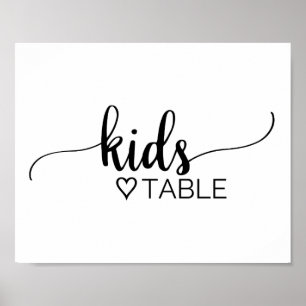 Simple Black Calligraphy Kids Table Sign