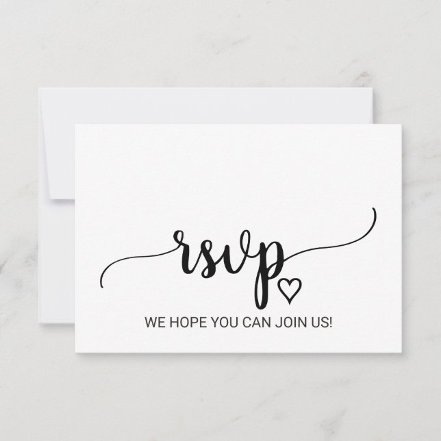 Simple Black Calligraphy Menu Choice RSVP Card (Front)