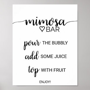 Simple Black Calligraphy Mimosa Bar Sign