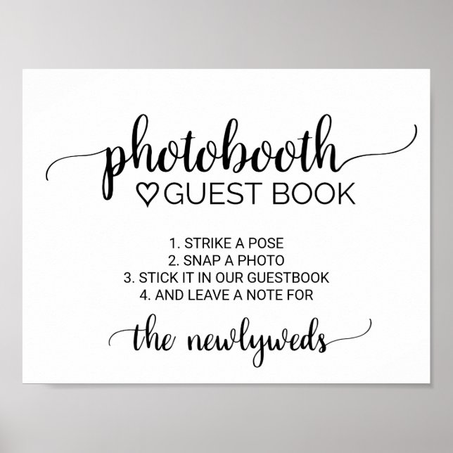 Simple Black Calligraphy Photobooth Guest Book (Front)