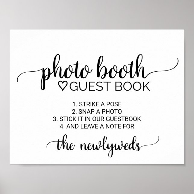 Simple Black Calligraphy Photobooth Guest Book (Front)