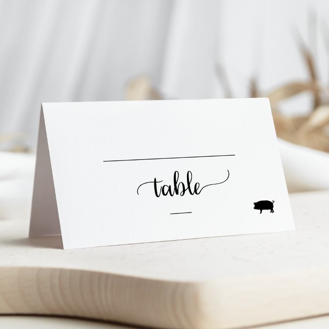 Simple Black Calligraphy Pork Meal Option Wedding Place Card (Creator Uploaded)