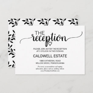 Simple Black Calligraphy Reception Insert Invitation