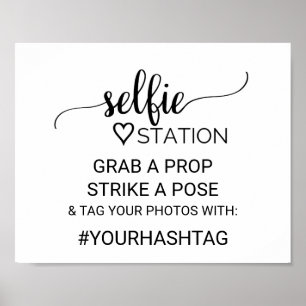 Simple Black Calligraphy Selfie Station Sign