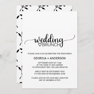 Simple Black Calligraphy Wedding Brunch Invitation
