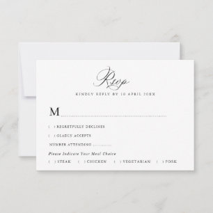 simple black calligraphy wedding RSVP card