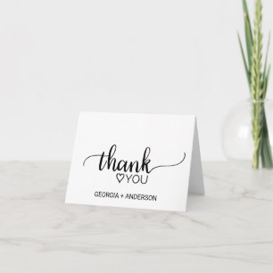 Simple Black Calligraphy Wedding Thank You Card
