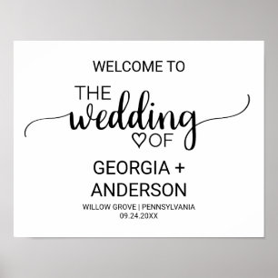 Simple Black Calligraphy Wedding Welcome Poster