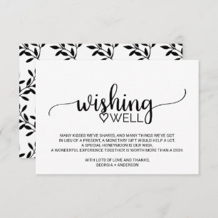 Simple Black Calligraphy Wedding Wishing Well Enclosure Card