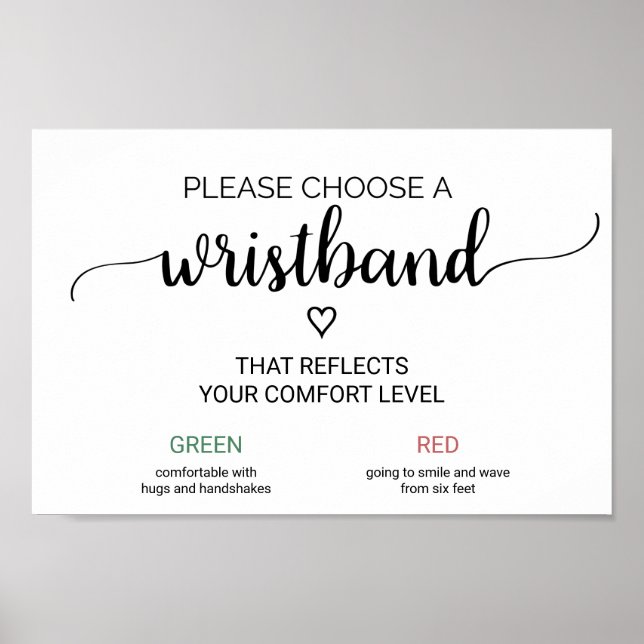 Simple Black Calligraphy Wedding Wristband Sign (Front)