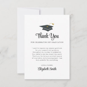 simple black cap graduation thank you card
