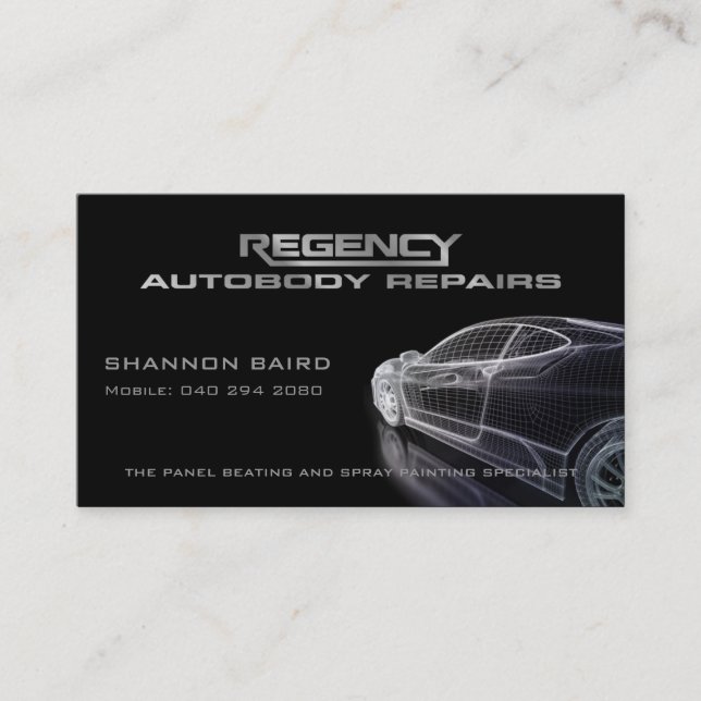 Simple Black Car Model Business Card (Front)