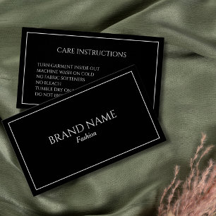 Simple Black Care Instructions Enclosure Card