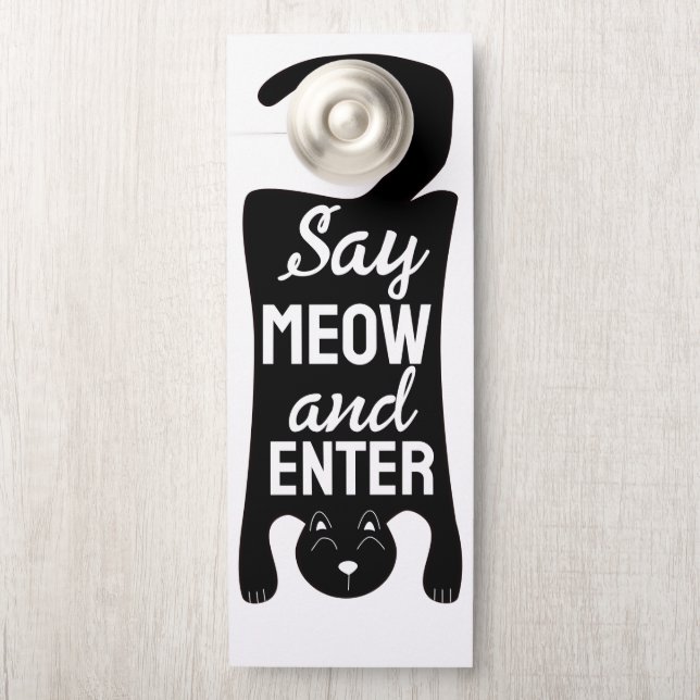 Simple Black cat Do not enter Door Hanger (On Knob)