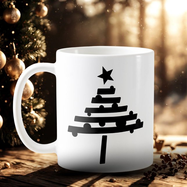 Simple Black Christmas Tree with a Star Coffee Mug (Creator Uploaded)