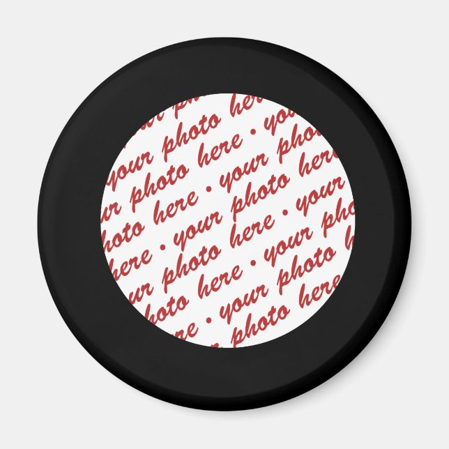 Simple Black  Circle Photo Frame Template Magnet (Front)
