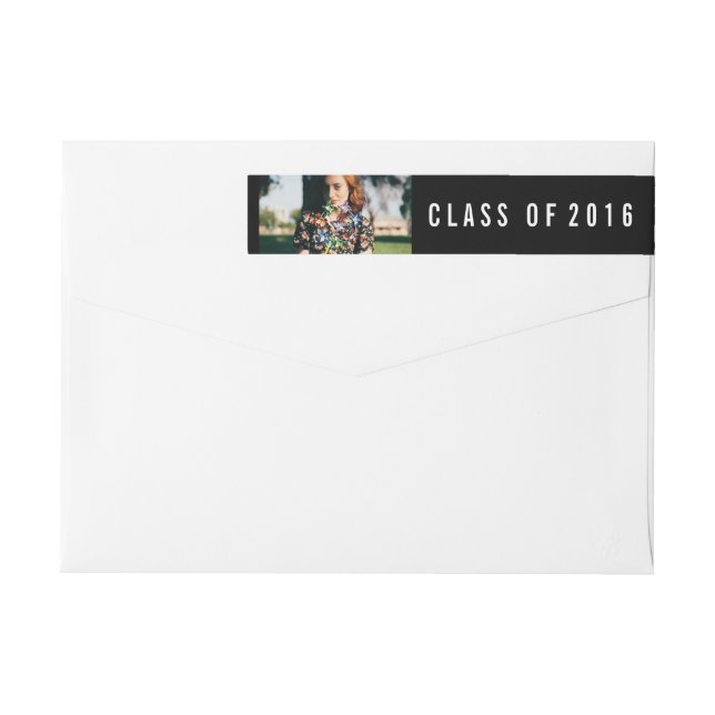 Simple Black Class Of 2016 Graduate Photo Wrap Around Label (Back)