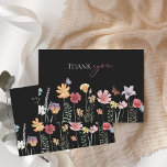 Simple Black Colourful Wildflower Floral Wedding Thank You Card<br><div class="desc">Simple Black and Colourful Wildflower Floral Wedding Thank You Card. Stylishly impress your guests with this minimalist, black, and colourful, floral wedding thank you card, with an elegant array of pretty wildflowers, on a stunning black background, alongside a delicate script. This pretty black and colourful flowers wedding thank you card,...</div>