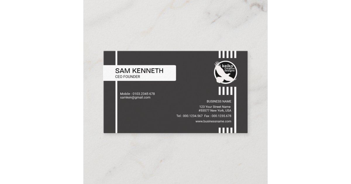 Simple Black Creative Lines CEO Founder Business Card | Zazzle