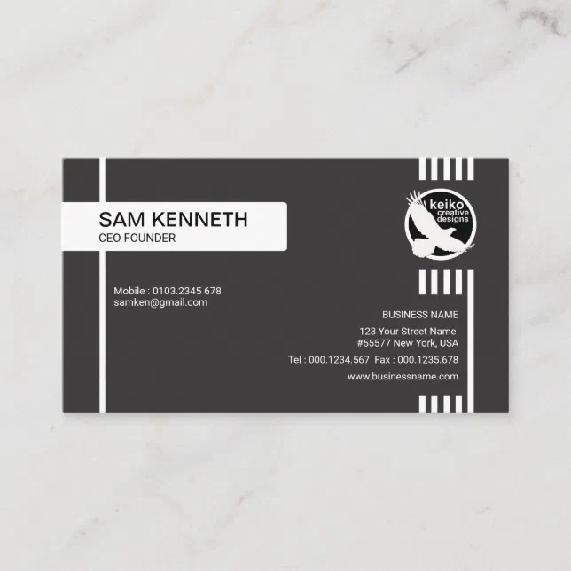 Simple Black Creative Lines CEO Founder Business Card | Zazzle