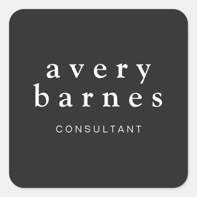 Simple Black Creative Professional Modern Square Sticker (Front)