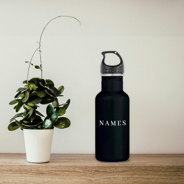 Simple Black Custom Add Your Name Elegant 532 Ml Water Bottle (Creator Uploaded)