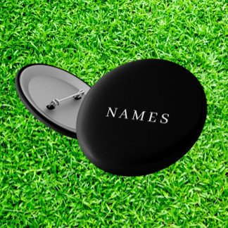 Simple Black Custom Add Your Name Elegant 6 Cm Round Badge