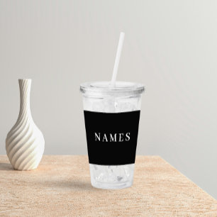 Simple Black Custom Add Your Name Elegant Acrylic Tumbler