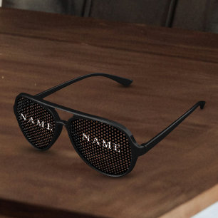 Simple Black Custom Add Your Name Elegant Aviator Sunglasses