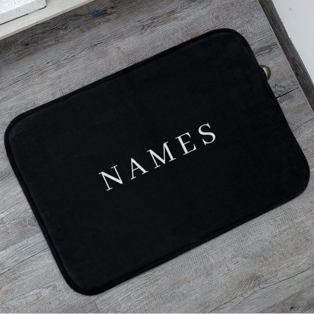 Simple Black Custom Add Your Name Elegant Bath Mat (Creator Uploaded)