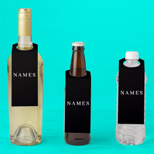 Simple Black Custom Add Your Name Elegant Bottle Tag