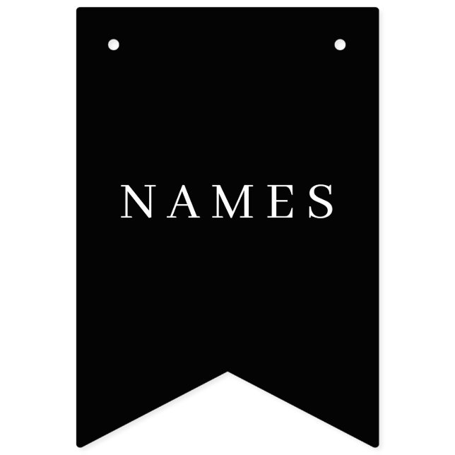 Simple Black Custom Add Your Name Elegant Bunting (First Flag)