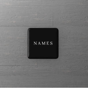 Simple Black Custom Add Your Name Elegant Button