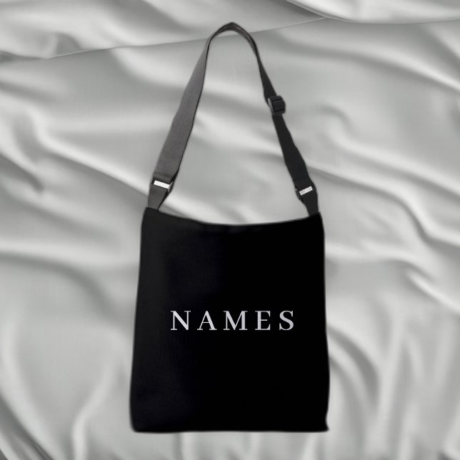Simple Black Custom Add Your Name Elegant Crossbody Bag (Creator Uploaded)
