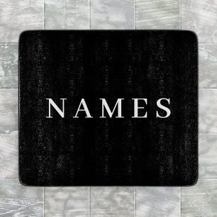 Simple Black Custom Add Your Name Elegant Cutting Board