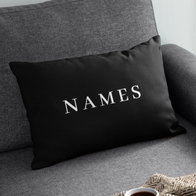 Simple Black Custom Add Your Name Elegant Decorative Cushion (Creator Uploaded)