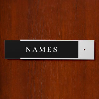 Simple Black Custom Add Your Name Elegant Door Sign