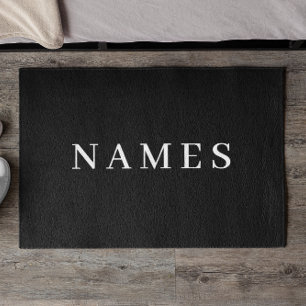 Simple Black Custom Add Your Name Elegant Doormat