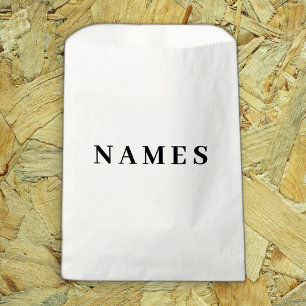 Simple Black Custom Add Your Name Elegant Favour Bags