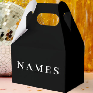 Simple Black Custom Add Your Name Elegant Favour Box