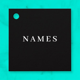 Simple Black Custom Add Your Name Elegant Favour Tags