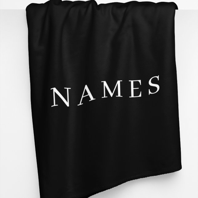 Simple Black Custom Add Your Name Elegant Fleece Blanket (Creator Uploaded)