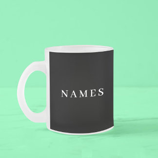 Simple Black Custom Add Your Name Elegant Frosted Glass Coffee Mug