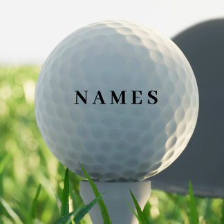 Simple Black Custom Add Your Name Elegant Golf Balls
