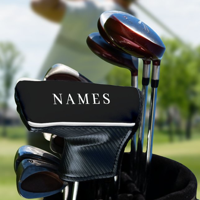 Simple Black Custom Add Your Name Elegant Golf Head Cover (Creator Uploaded)